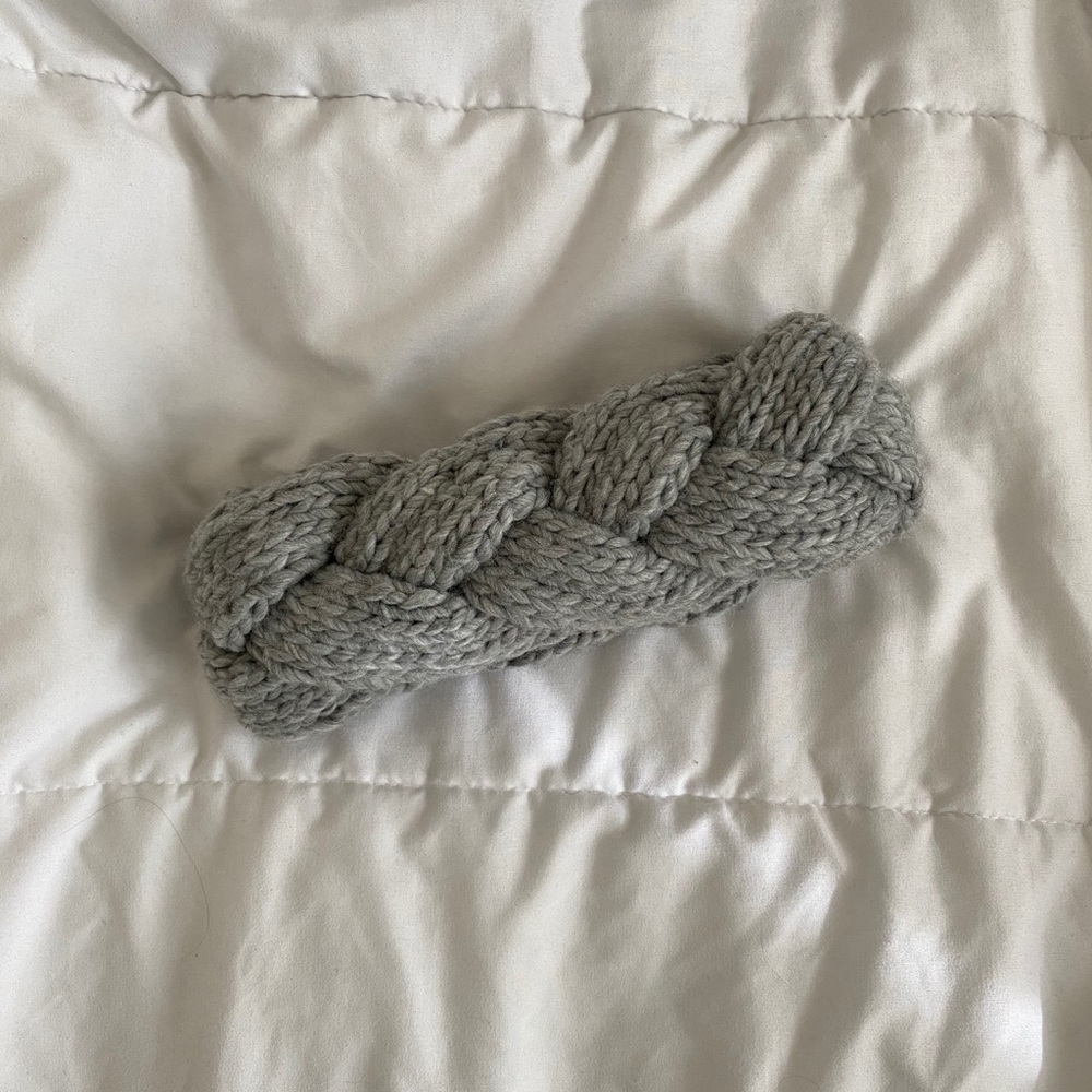 Gray Knit Braided Headband
